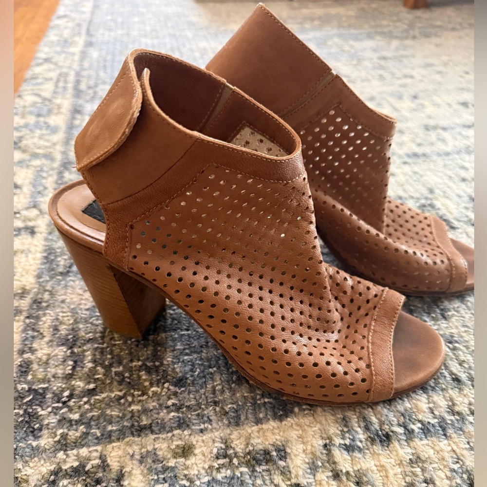 Steven By Steve Madden Tan Perforated Heeled Sandals